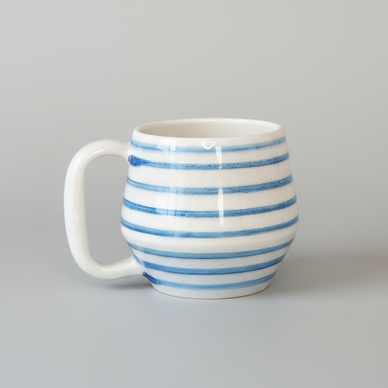 Blue Striped Ceramic Mug